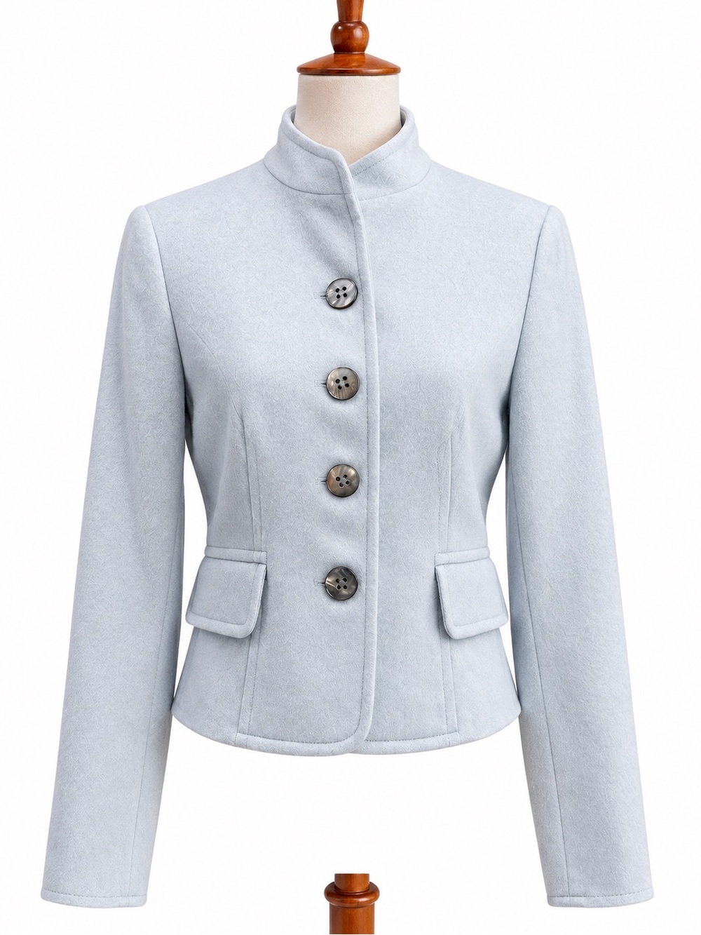 Worth New York Wool Alpaca Jacket Size 6 Powder Blue Funnel Neck
